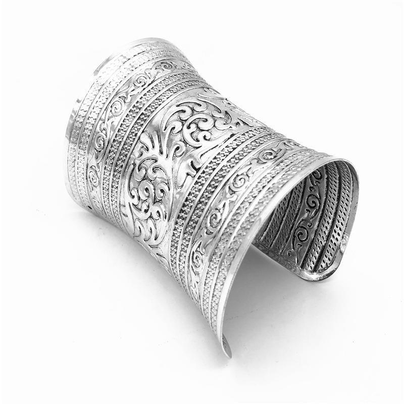 Vòng tay bản siu lớn bạc/ vàng trang sức phong cách vintage