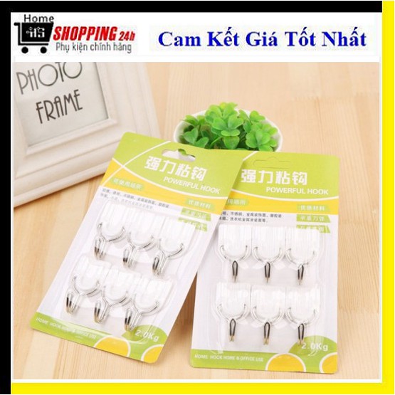 Combo 100 vỉ 6 móc dán tường dùng treo các vật dụng nhà bếp, nhà tắm, đồ dùng sinh hoạt,... giữ không gian nhà luôn sạch