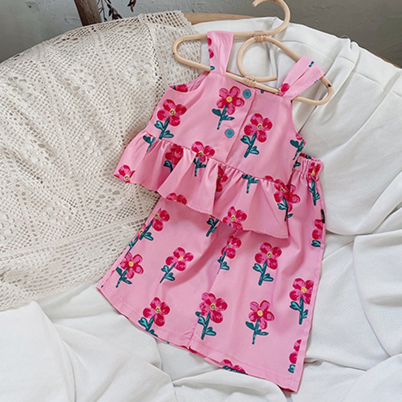 Set Áo Thun Sát Nách Phối Chân Váy Thời Trang Dễ Thương Cho Bé Gái