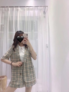 Set kẻ áo vest