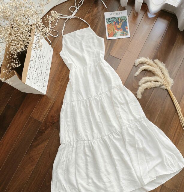 Đầm maxi cổ yếm tầng | BigBuy360 - bigbuy360.vn