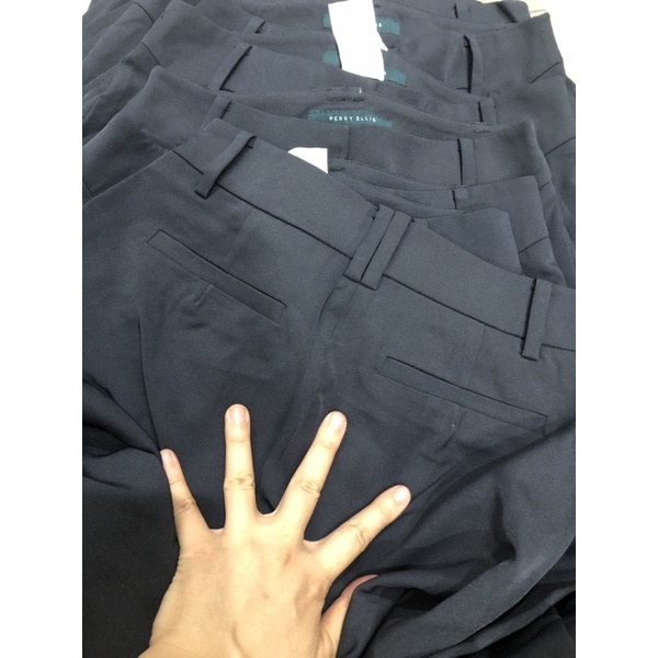 Quần tây vải cát túi giả ống quần dáng hơi côn 1 chút màu xanh than