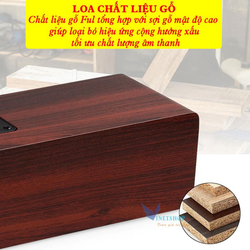 Loa bluetooth gỗ thiên nhiên 4 loa mang lại trải nghiệm âm thanh sống động bảo hành 12 tháng ILEPO W8 -dc3717