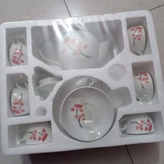 Bộ ấm chén bát tràng hoa sen