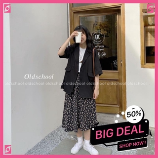 SET 3 ÁO THUN TRẮNG + CHÂN VÁY MIDI HOA NHÍ ĐEN + ÁO KHOÁC VEST ĐEN TAY NGẮN