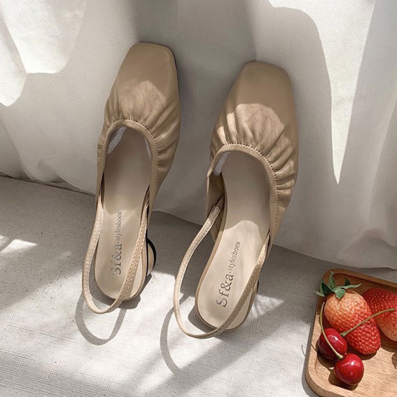 Xăng đan Mũi Vuông Không Gót Thời Trang Cho Nữ