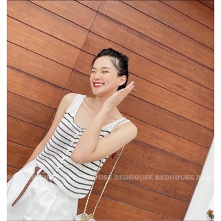 Áo len móc ba lỗ kẻ ngang