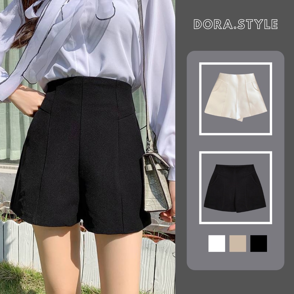 Quần short nữ cạp cao tôn dáng kèm ảnh thật Dorastyle