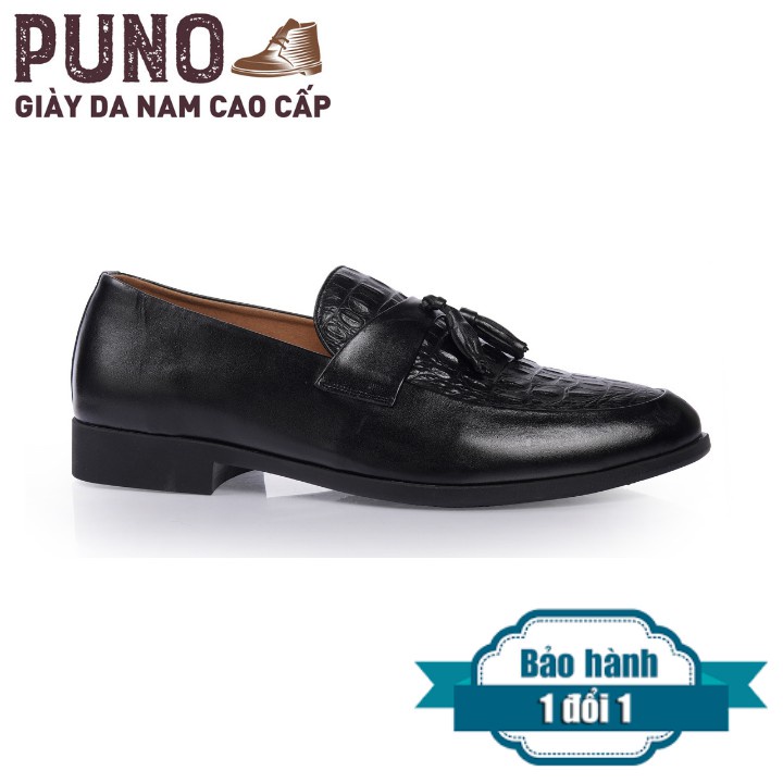 Giày Lười Nơ Chuông Dập Vân Cá Sấu Puno VTE