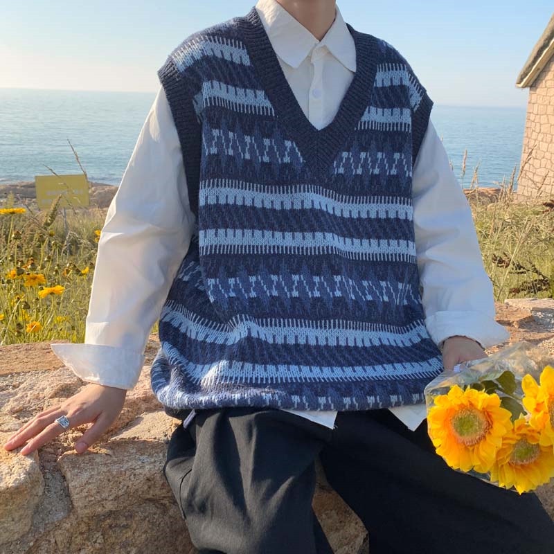 Áo len nam gile họa tiết kẻ sọc ngang fom rộng bigsize