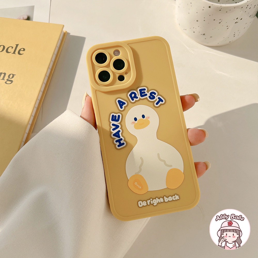 Ốp Điện Thoại TPU Mềm Mỏng Chống Sốc In Hình Vịt Hoạt Hình Màu Trắng Cho IP 13 12 11 Pro Max XR 8 7 Plus