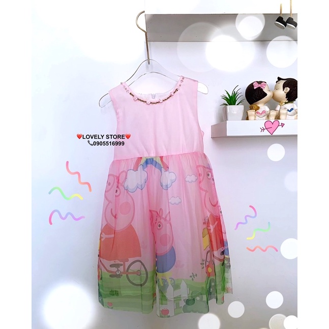 Đầm công chúa Pepa Pig Size đại cho bé gái. Đầm váy dự tiệc cao cấp cho bé gái. Hàng Quảng Châu Loại 1 Cao cấp