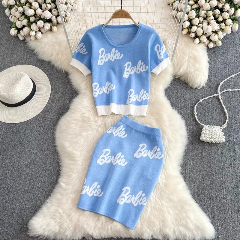 Set len dệt kim - set váy len barbie hot