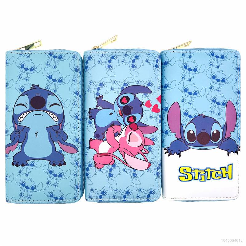 Ví Da PU Dáng Dài Họa Tiết Hoạt Hình Stitch Phong Cách Hàn Quốc Cho Nữ