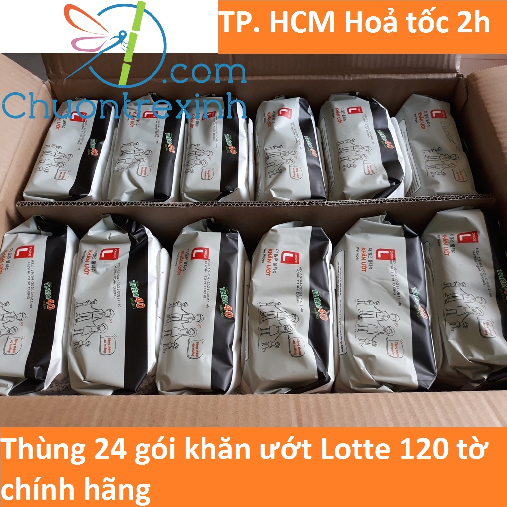 Khăn ướt Lotte 120 tờ giá sỉ nguyên thùng 24 gói Gò Vấp