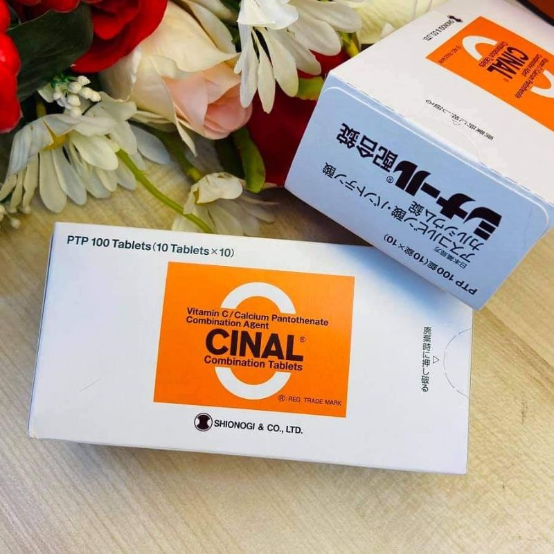 Viên uống Vitamin C trắng da, mờ thâm nám Cinal C Nhật Bản - Hộp 100 viên