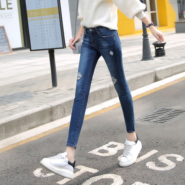 Quần Jean Skinny Nữ Wash Rách 465
