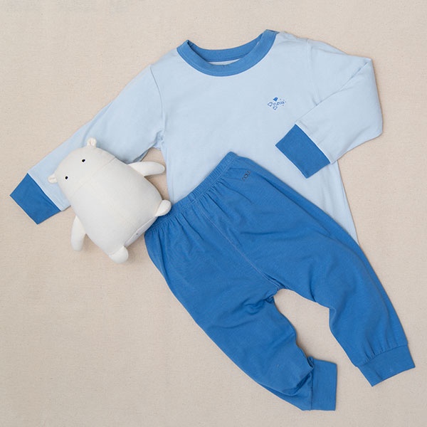 Bộ Quần Áo Dài Cài Vai Nous Màu Xanh Nous- Cho Bé Trai Bé Gái - Chất Liệu Nu Petit (Size Từ 9-12 Tháng Đến 18-24 Tháng)