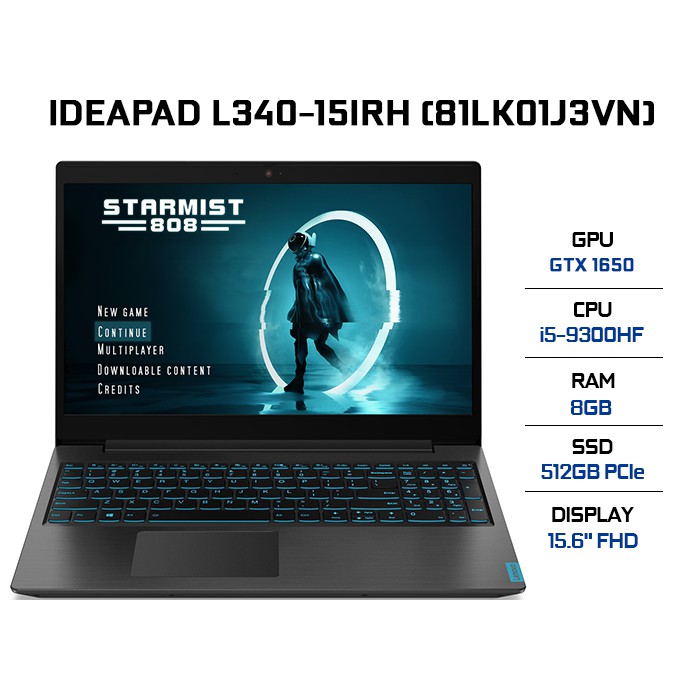 Laptop Lenovo IdeaPad L340-15IRH 81LK01J3VN i5-9300HF | 8GB | 512GB | VGA GTX 1650 4GB | 15.6" FHD | Win 10