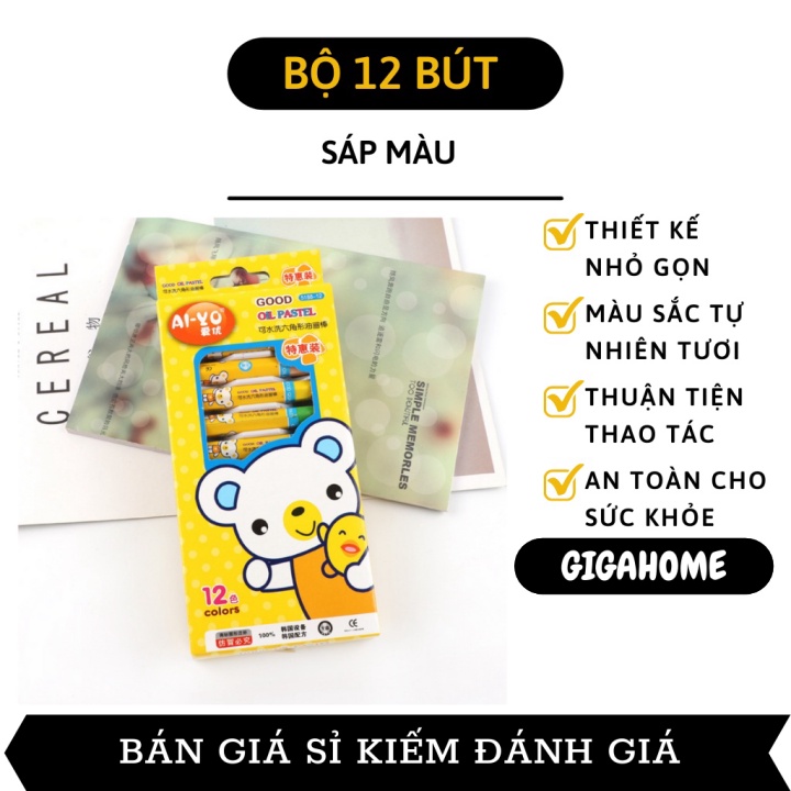 Bút màu sáp  GIÁ VỐN Bộ 12 bút sáp màu cho bé 20x9cm - Dụng cụ học tập cho bé