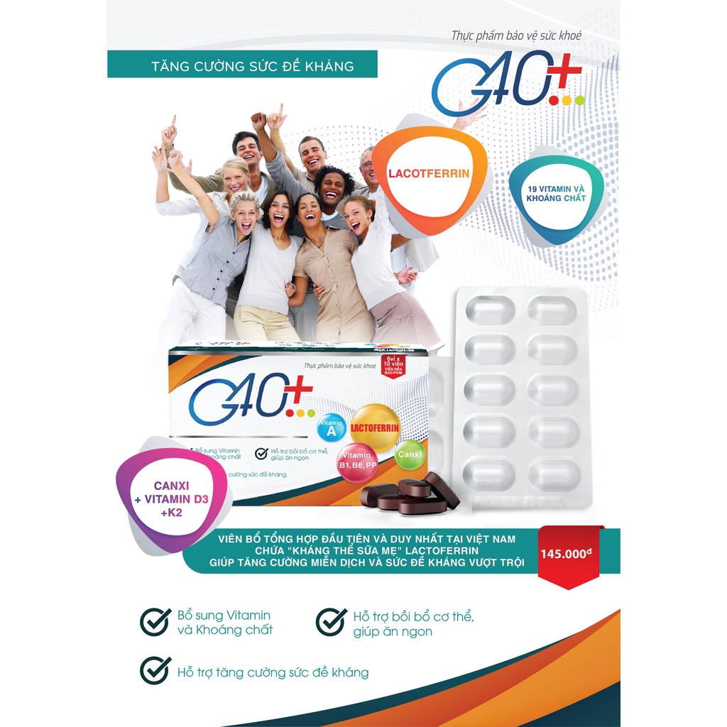 G40+ Bổ Sung Vitamin Và Khoáng Chất, nâng cao hệ miễn dịch Cho Cơ Thể (Hộp 60 Viên)