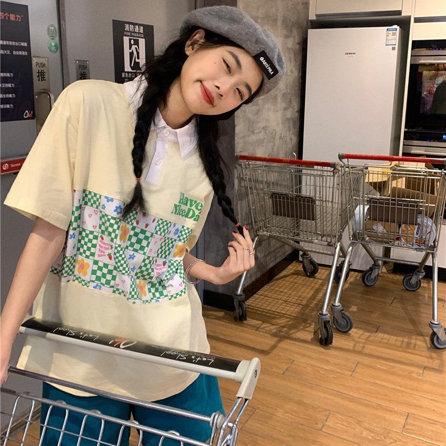 Áo polo Tay Ngắn Dáng Rộng Phong Cách Hàn Quốc Thời Trang Mùa Hè Cho Nữ