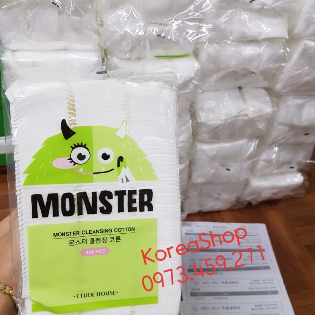 Bông tẩy trang Etude house Monster cleansing cotton 408 miếng