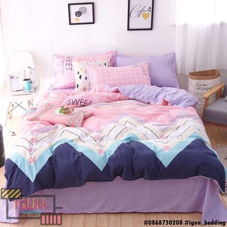 set ZICZAC DỄ THƯƠNG bộ Chăn Ga Gối 4 món ĐŨI NHẬP 100% HÀN QUỐC