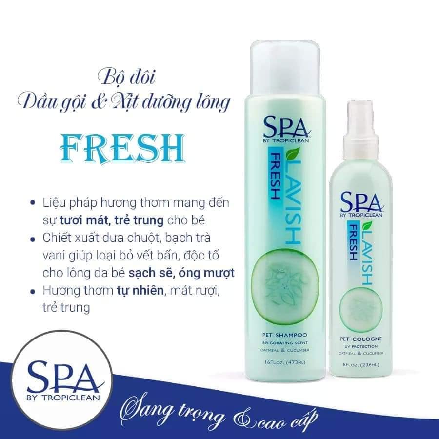 Nước hoa dưỡng lông cho chó mèo TROPICLEAN hương dưa leo 20ml -xuất xứ Mỹ