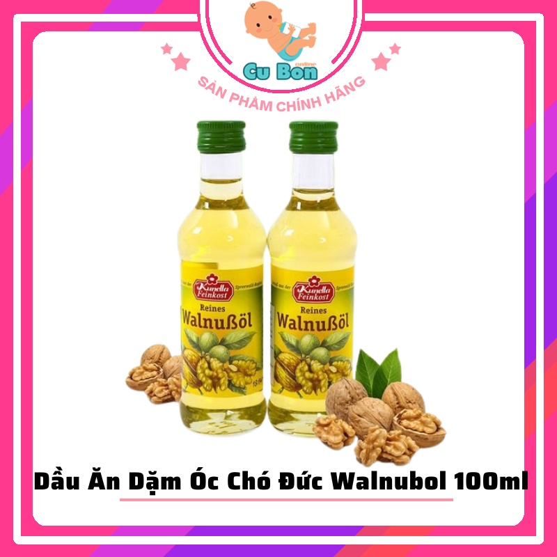 Dầu Ăn Dặm Óc Chó Đức Walnubol 100ml Nguồn dinh dưỡng với chiết xuất 100% từ quả óc chó tự nhiên giúp bổ sung omega-3