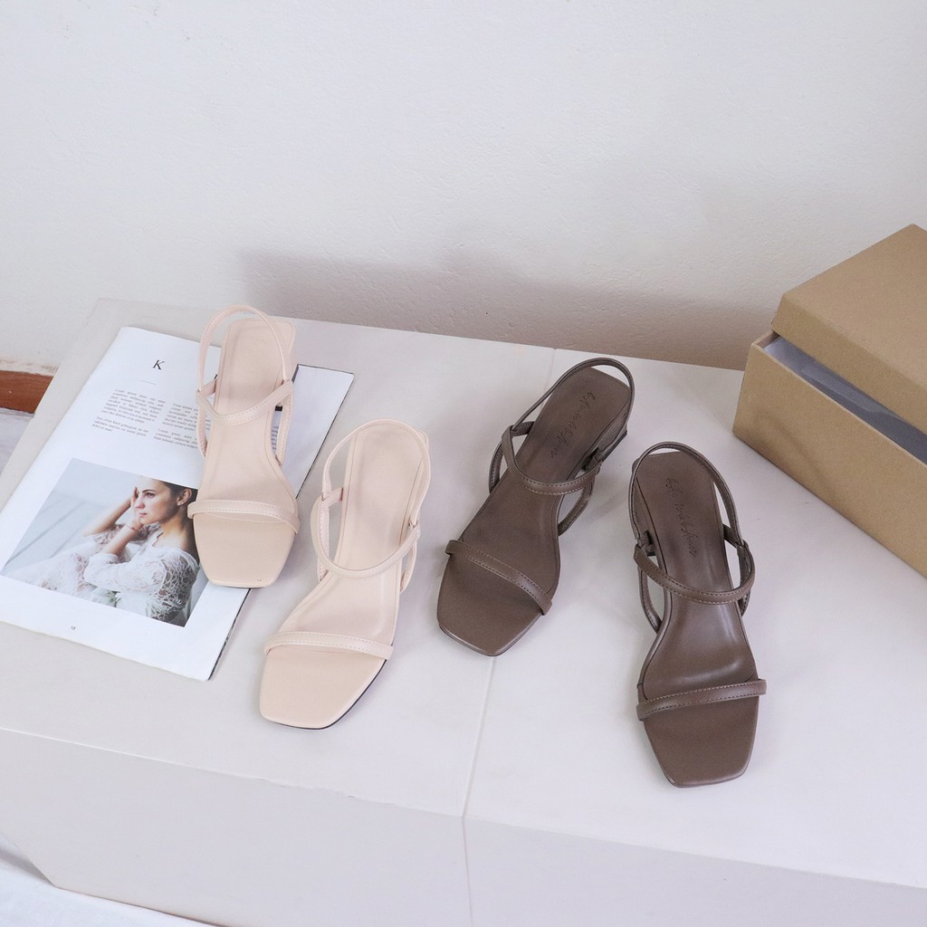 Sandal cao gót nữ 3 phân quai mảnh gót vuông mũi vuông thời trang hàn quốc đẹp cao cấp bAimée &amp; bAmor - MS1589