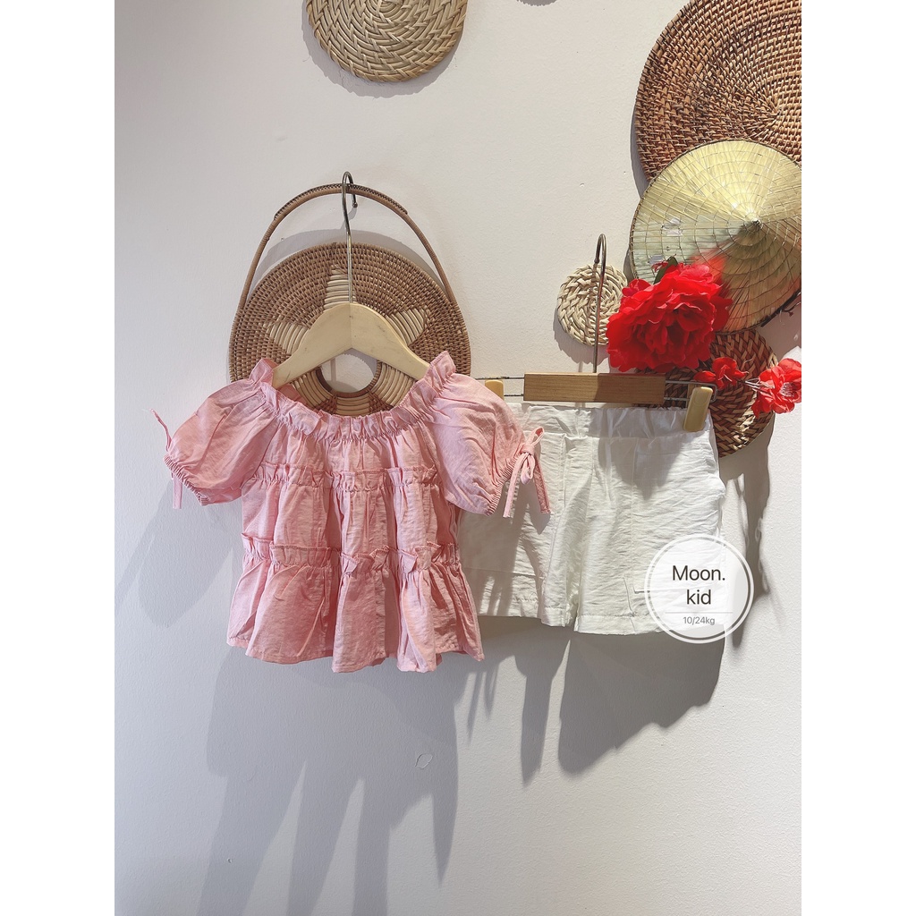 Đồ bộ bé gái, bộ đũi chun ngực xếp nếp nhiều tầng tay bo chun bé dễ thương