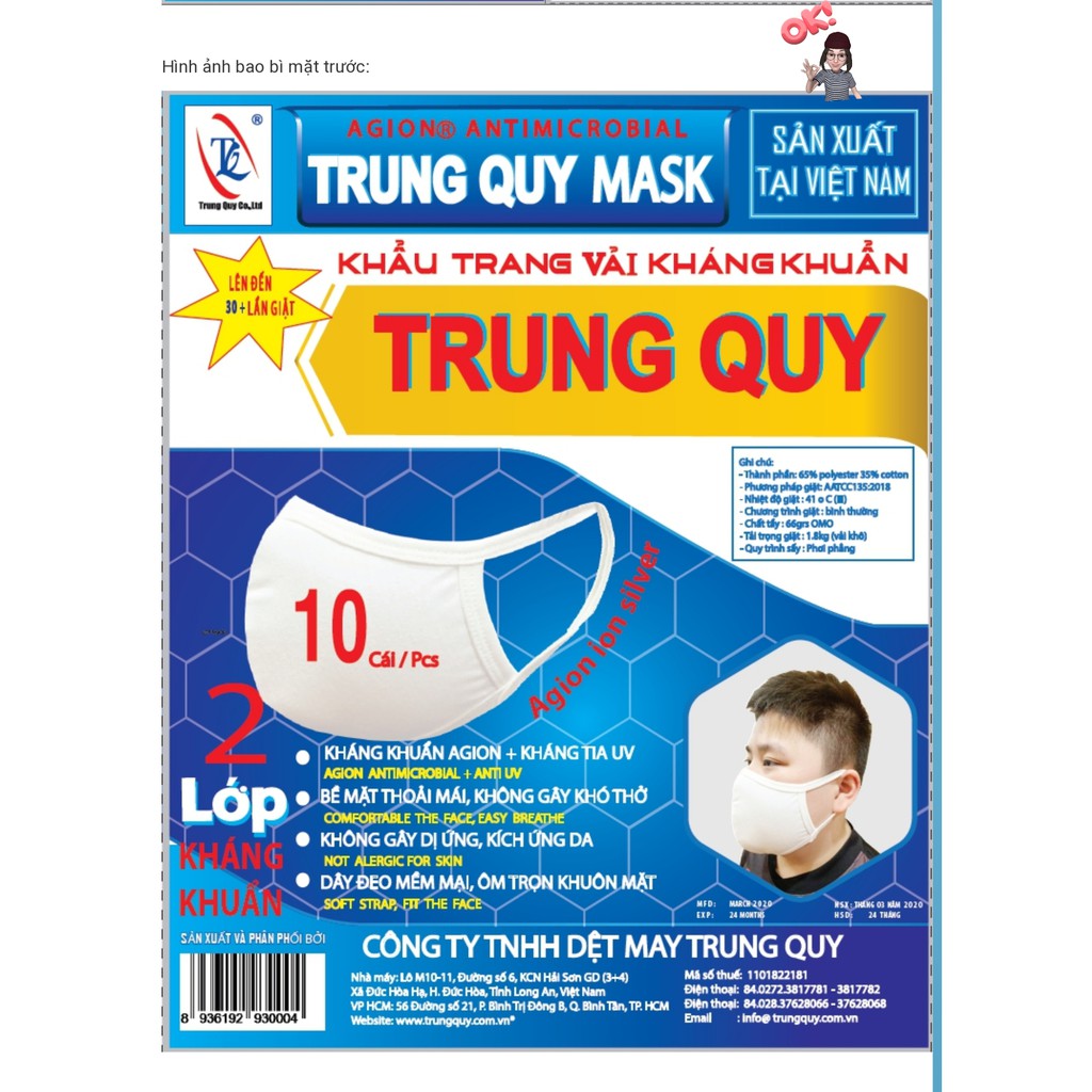 Khẩu trang vải kháng khuẩn NaNo đạt chuẩn xuất Nhật - Có hóa đơn VAT