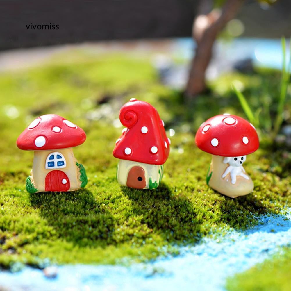 Set 3 nhà cổ tích lọ hoa thu nhỏ trang trí sân vườn DIY