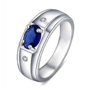 Nhẫn mạ bạc 925 đính đá sapphire thời trang