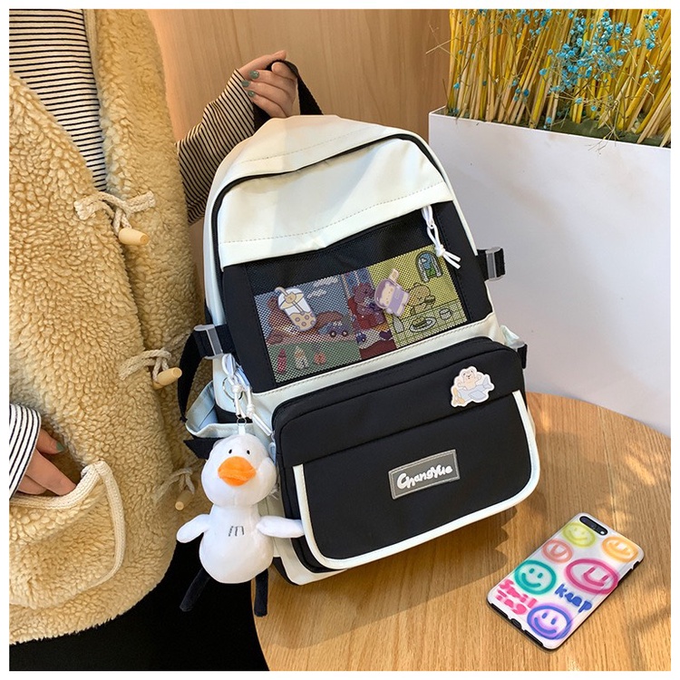 Balo nam nữ thời trang HAZIN chất liệu polyester cao cấp phối màu độc đáo đi học đi chơi phong cách unisex vừa laptop