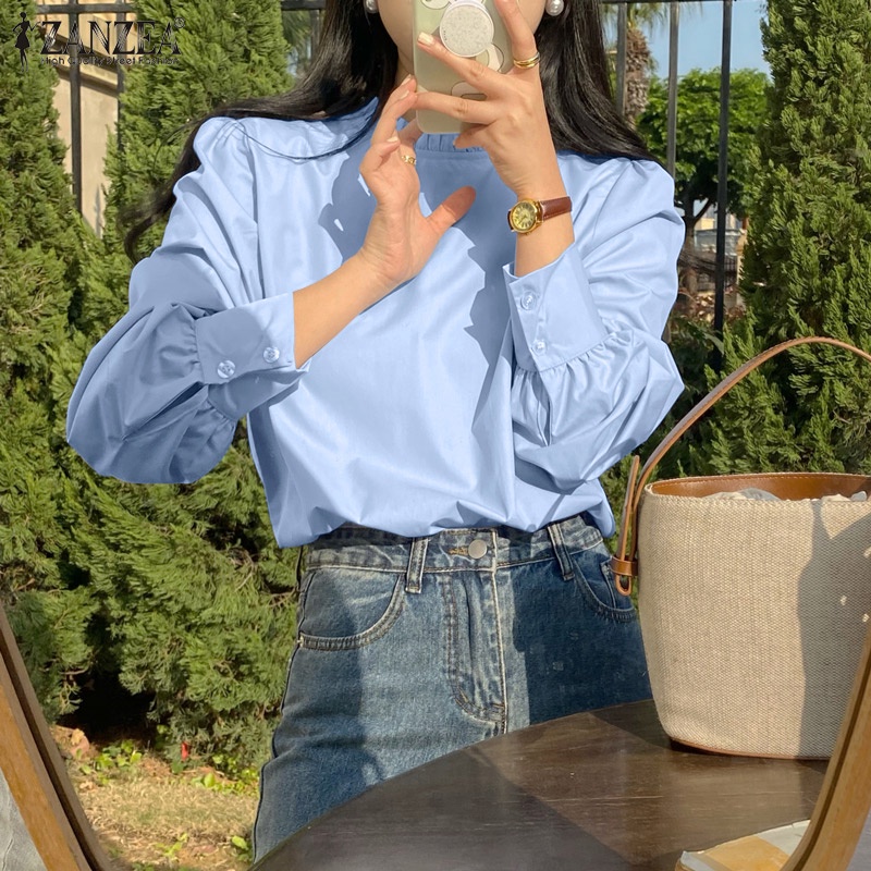 Zanzea Áo Kiểu Tay Dài Phồng Phong Cách Hàn Quốc Dành Cho Nữ