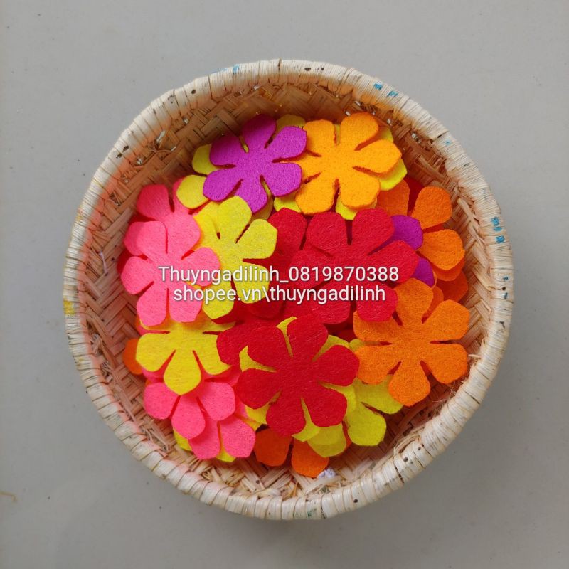 Sét 35 hoa vải nỉ 4cm mầm non