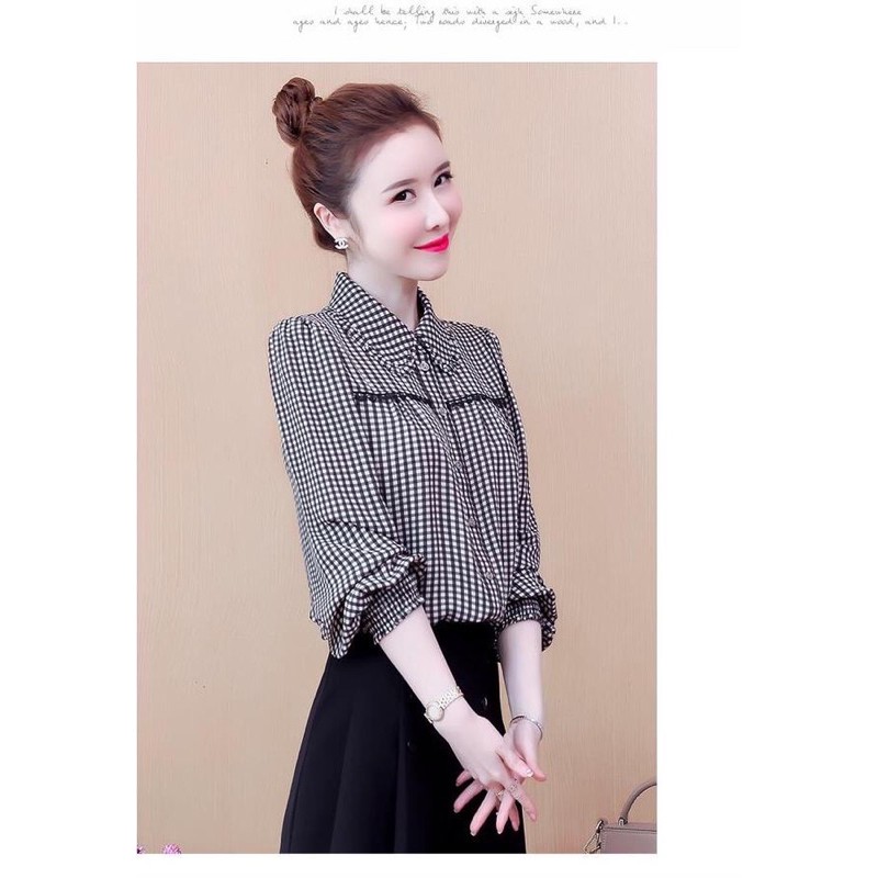 áo sơ mi caro công sở bao xinh size M L Xl