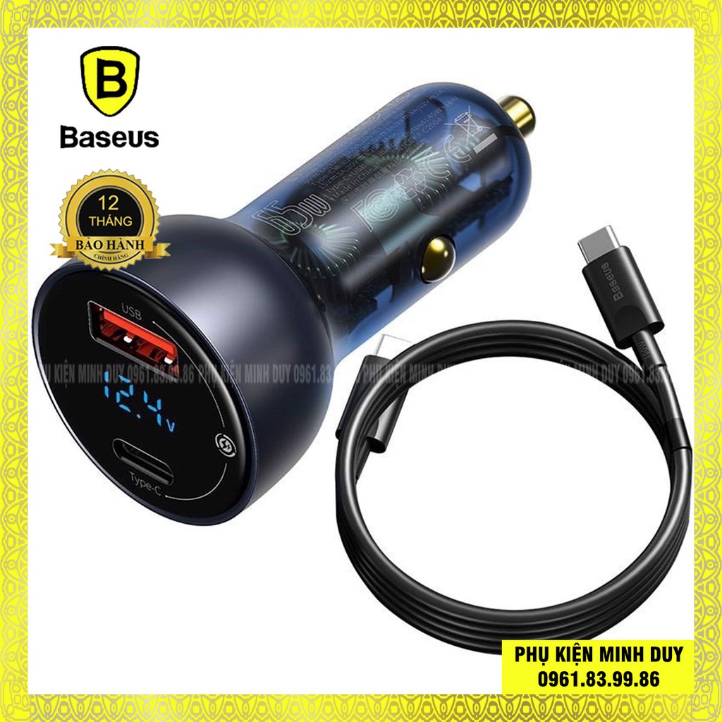 Tẩu sạc công suất 65W Baseus Particular Digital Display QC+PPS Dual (65W, 65W, USB + Type C, LCD Display, PD/PPS/QC3) ❤