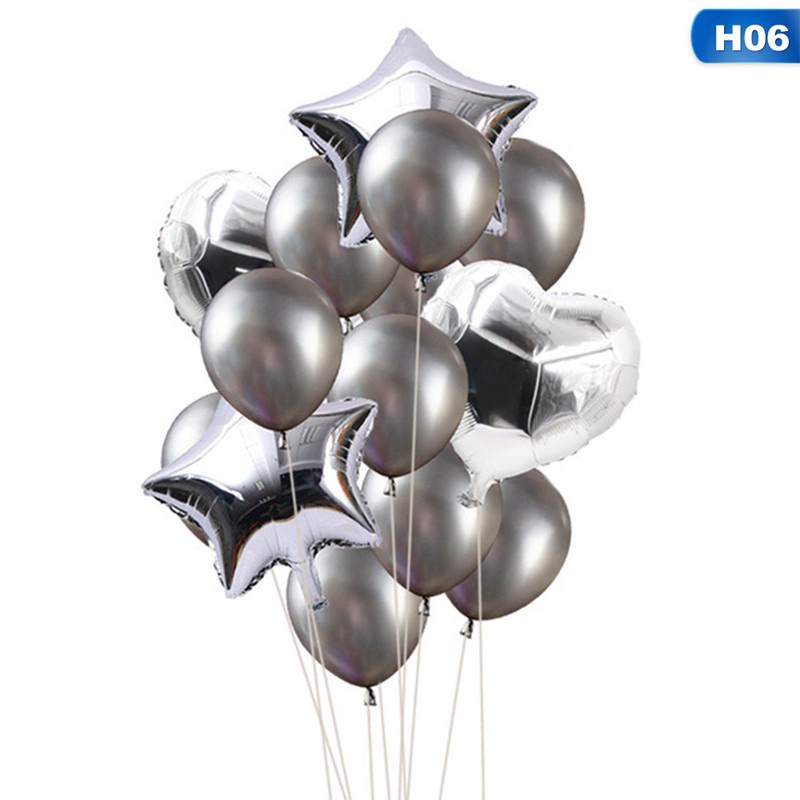 Bộ 14 Bong Bóng Nhôm 18 inch Màu Vàng Hồng Lấp Lánh Dùng Trang Trí Tiệc Sinh Nhật Cho Bé arrang