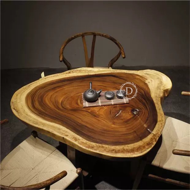 Mặt gỗ me tây 40cm đến 60cm, dày 4-5cm - Sơn Pu đẹp, mịn - Dùng làm bàn caphe hoặc ghế, mang vẻ đẹp tự nhiên, sang trọng