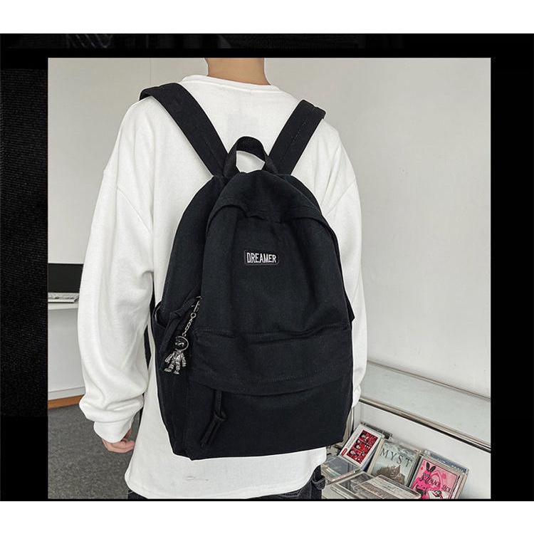 Ba Lô Vải Canvas Phối Khóa Kéo Lưng Thiết Kế Cỡ Lớn Thời Trang Cá Tính Cho Nam