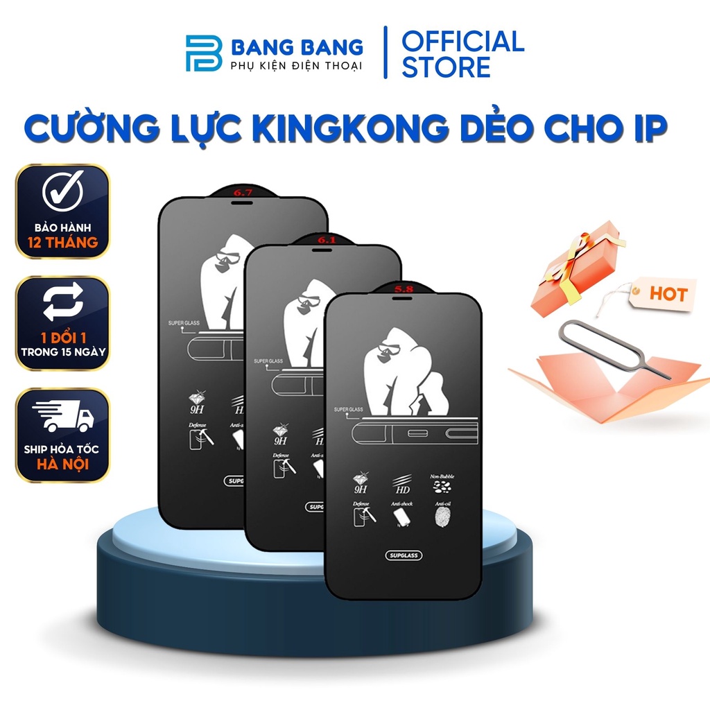 Cường Lực KingKong Dẻo Full Màn Hình Cho IP 6 Đến Iphone13 ProMax, Dán Màn Hình