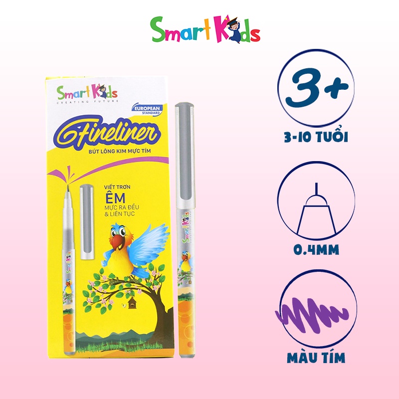 Bút lông kim Smartkids Fineliner mực tím SK-FL001PP (3 cây)