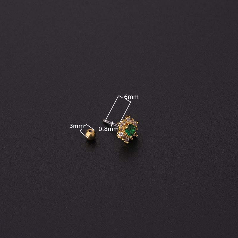 Khuyên tai hình thanh tạ bằng thép không gỉ đính đá zircon nhiều kiểu dáng tùy chọn