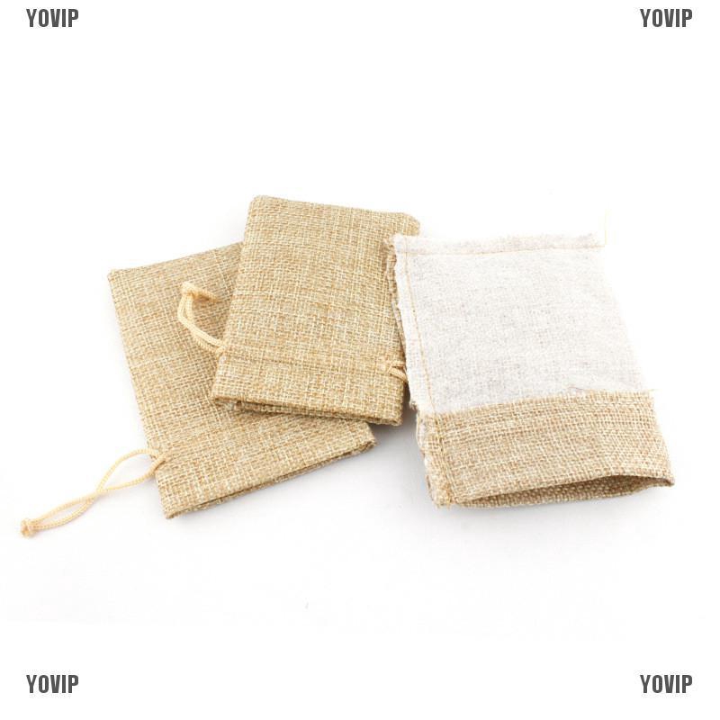 Set 2 túi vải linen dây rút dạng nhỏ dùng để đựng nhẫn trang sức