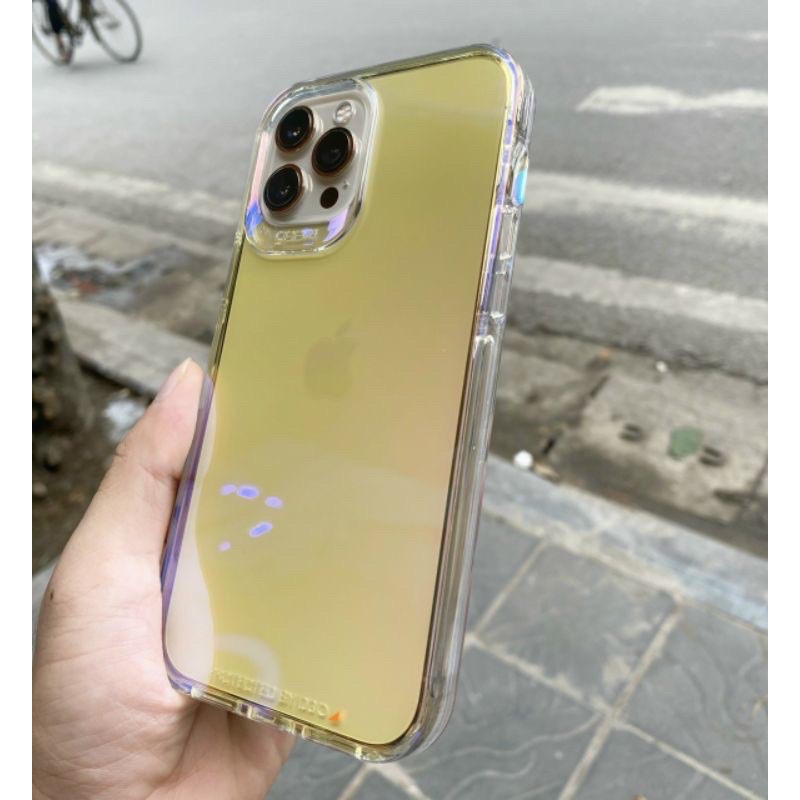 Ốp GEAR4 lưng kính viền dẻo đổi màu iPhone 13 Pro max 13 12 Pro Max 11 11 Pro Max đổi màu theo từng ánh nhìn trong suốt