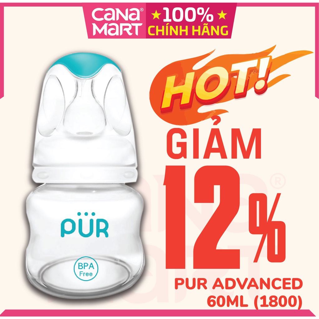 Bình sữa cổ thường Pur Advanced 60ml không chứa BPA