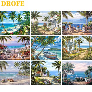 Bộ tranh sơn dầu trang trí tự làm DROFE 40x50cm